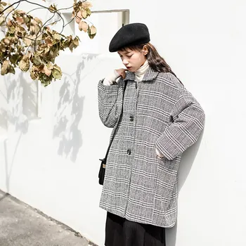 Women's Plaid Turn-Down Collar Coat Single Breasted Batwing Sleeve Female Long Coats 2020 Autumn Winter Fashion Ladies Clothing 
Women's Plaid Turn-Down Collar Coat Single Breasted Batwing Sleeve Female Long Coats 2020 Autumn Winter Fashion Ladies Clothing