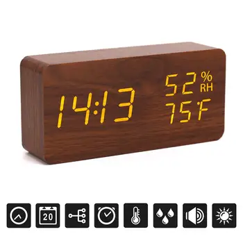 Digital Alarm Clock Wood LED Adjustable Brightness Voice Control Desk Wooden Alarm Clock with Day Date Temperature
Digital Alarm Clock Wood LED Adjustable Brightness Voice Control Desk Wooden Alarm Clock with Day Date Temperature