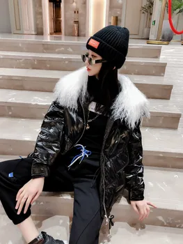 Fur Collar Short Cotton Coat Women 2020 Winter Bright Leather Fashion Parkas Overcoat Tkicken Warm Windproof Outwear 
Fur Collar Short Cotton Coat Women 2020 Winter Bright Leather Fashion Parkas Overcoat Tkicken Warm Windproof Outwear