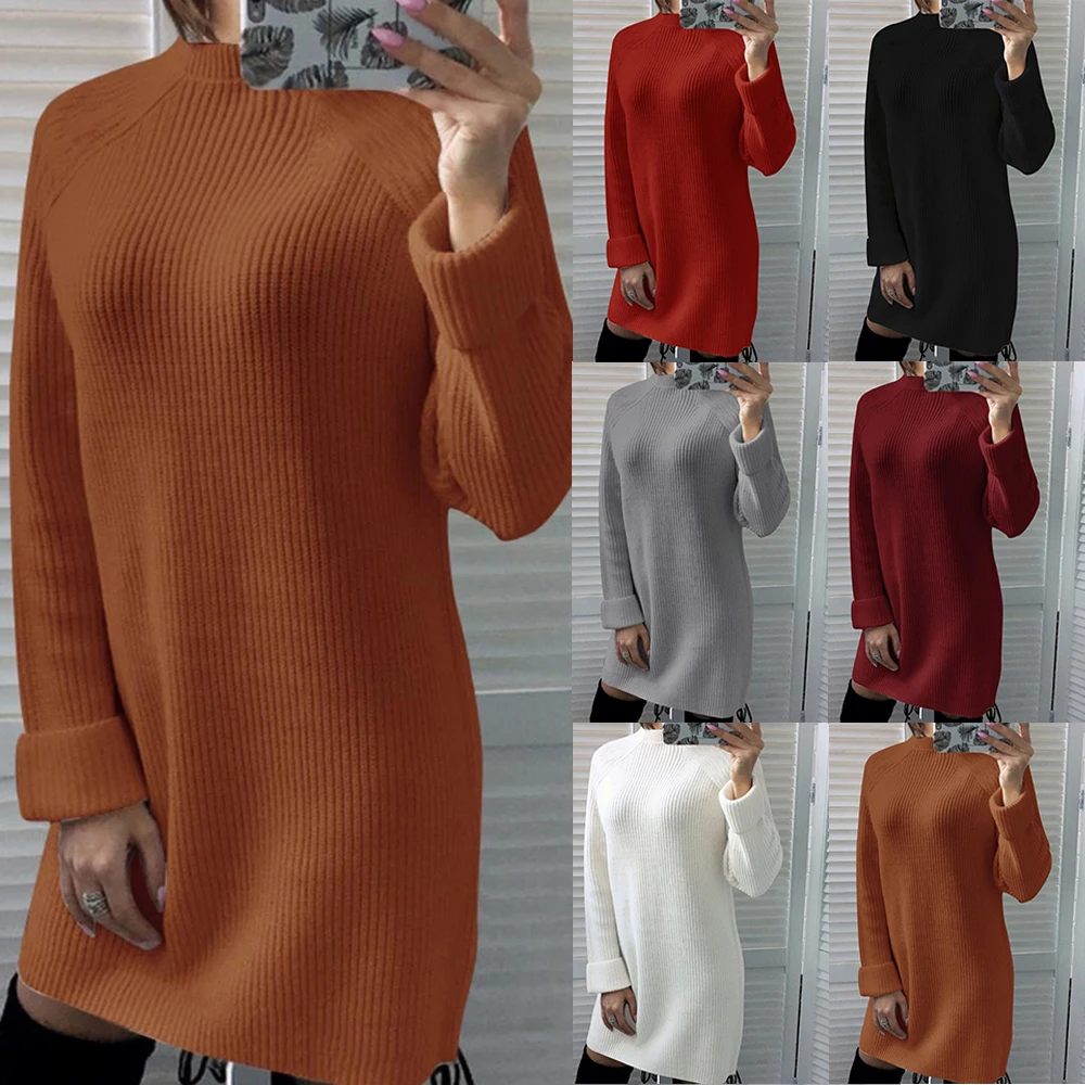 Women Dress Plus Size Dress Vestido Straight The Autumn Hot Explosions Knit Sexy High Neck Features Long-sleeved Office 
Women Dress Plus Size Dress Vestido Straight The Autumn Hot Explosions Knit Sexy High Neck Features Long-sleeved Office
