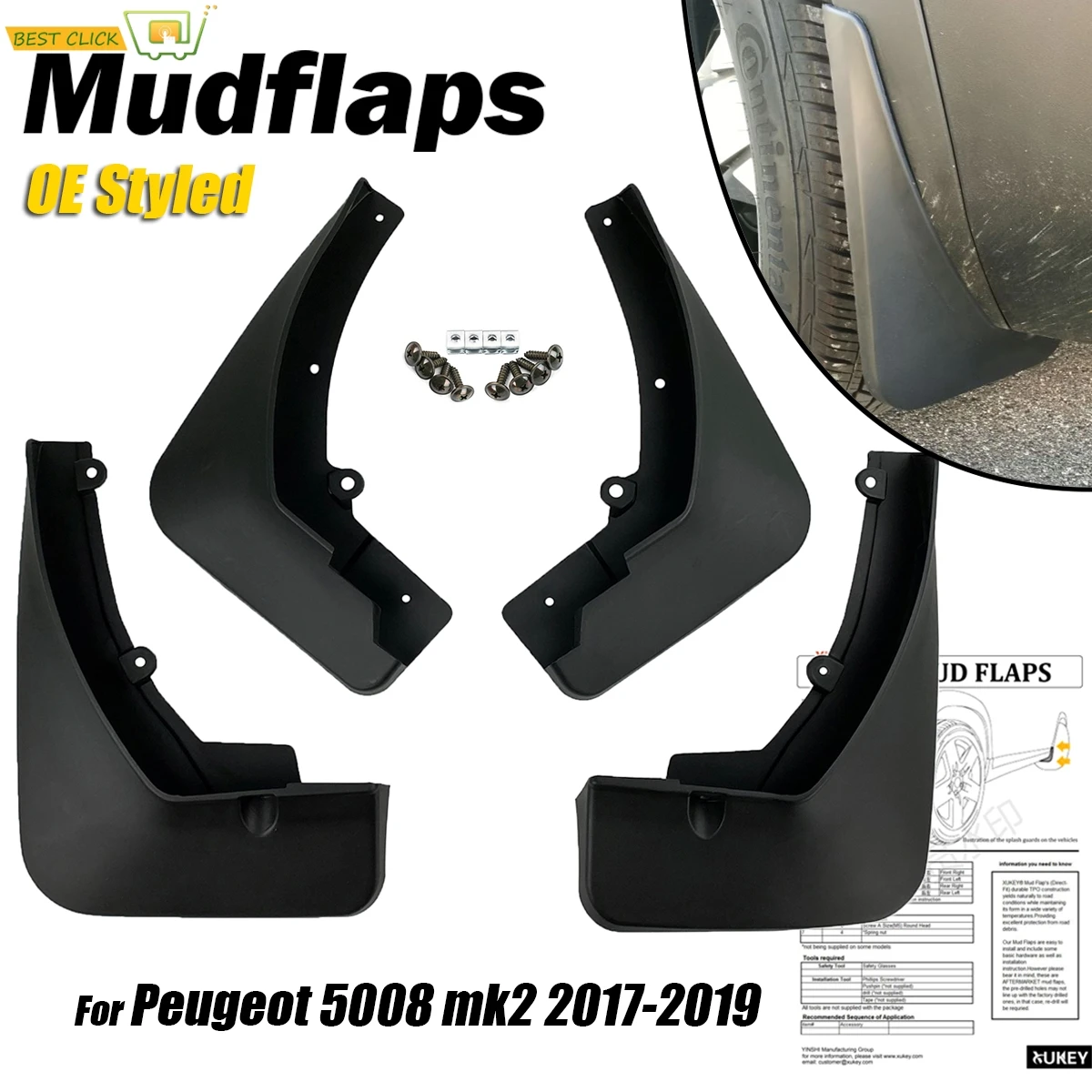 Передние и задние брызговики для Peugeot 5008 Mk2 2 2017 2018 2019 OE Number 1615101680|Грязезащита| |