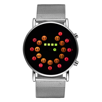 

Men's LED Watch Binary Stainless Steel Unique Men's Watch Clock Men Watch Electronics Casual Women Watch Students Clock Jewelry