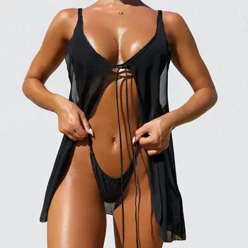 Sexy Bikini with Cover Up Hot Mesh Swimwear Perspective Bathing Suit Female Three Piece Swimsuit Summer Beachwear Swimming Wear
Sexy Bikini with Cover Up Hot Mesh Swimwear Perspective Bathing Suit Female Three Piece Swimsuit Summer Beachwear Swimming Wear