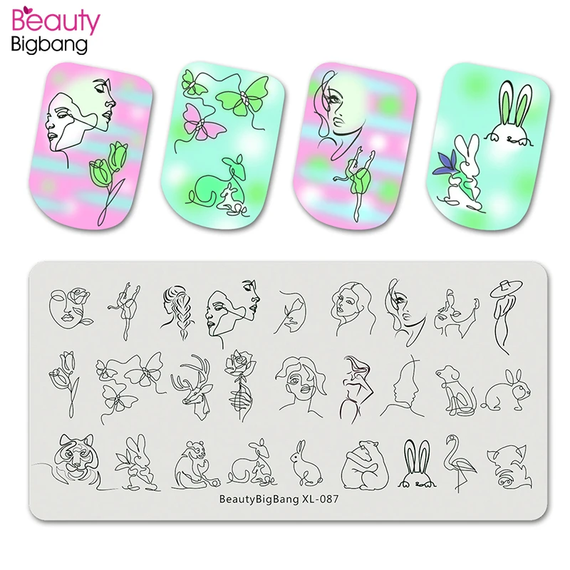 Beautybigbang Nail Art Stamping Plates Geometry Striped Deer Rose Girl Face Image Rectangle Nail Stamping Plates Template XL-087
Beautybigbang Nail Art Stamping Plates Geometry Striped Deer Rose Girl Face Image Rectangle Nail Stamping Plates Template XL-087
