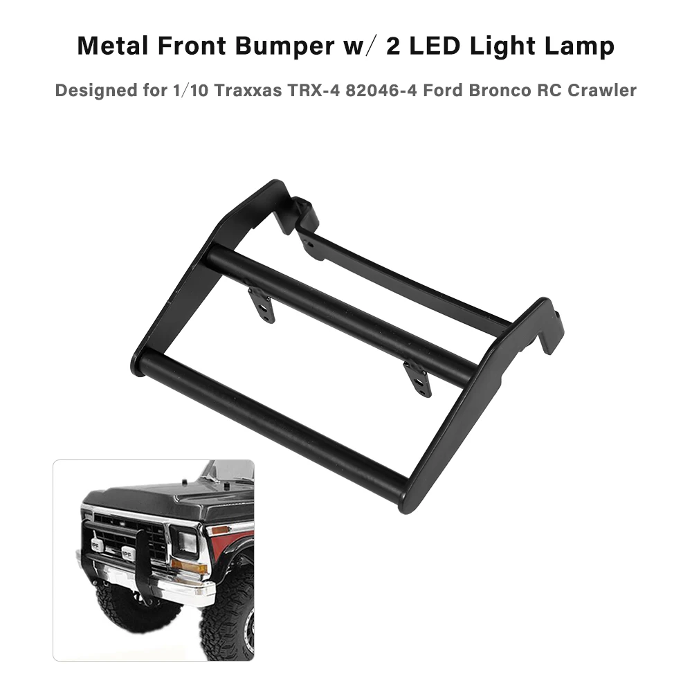 Remote Control Car Metal Front Bumper w/ 2 LED Light Lamp for 1:10 Traxxas TRX-4 82046-4 Ford Bronco RC Crawler Car
Remote Control Car Metal Front Bumper w/ 2 LED Light Lamp for 1:10 Traxxas TRX-4 82046-4 Ford Bronco RC Crawler Car