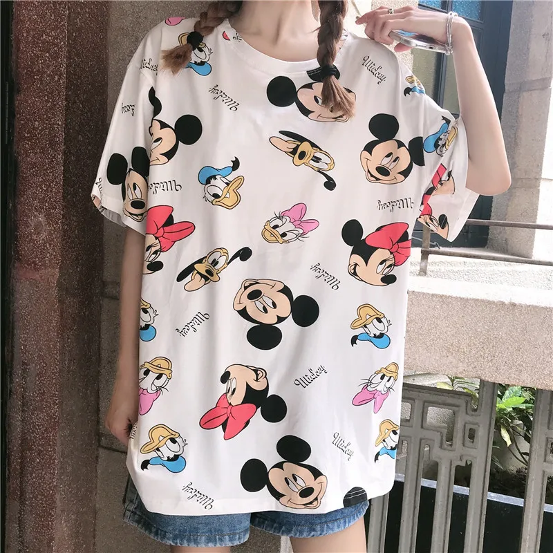 XUXI Summer Tops Harajuku The Neck Women Kawaii TShirt Mickey Mouse Duck Print Tees Loose Short Sleeves Female T-shirt FZ728
XUXI Summer Tops Harajuku The Neck Women Kawaii TShirt Mickey Mouse Duck Print Tees Loose Short Sleeves Female T-shirt FZ728
