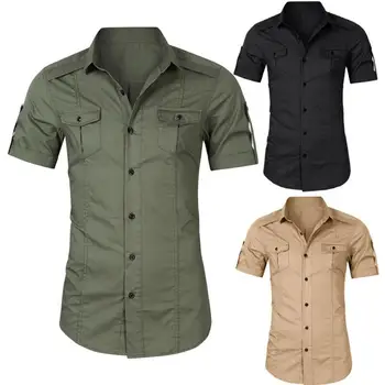 Mens Military Short Sleeve Shirt Work Cargo Shirt Slim Fit Shirt Tops 
Mens Military Short Sleeve Shirt Work Cargo Shirt Slim Fit Shirt Tops