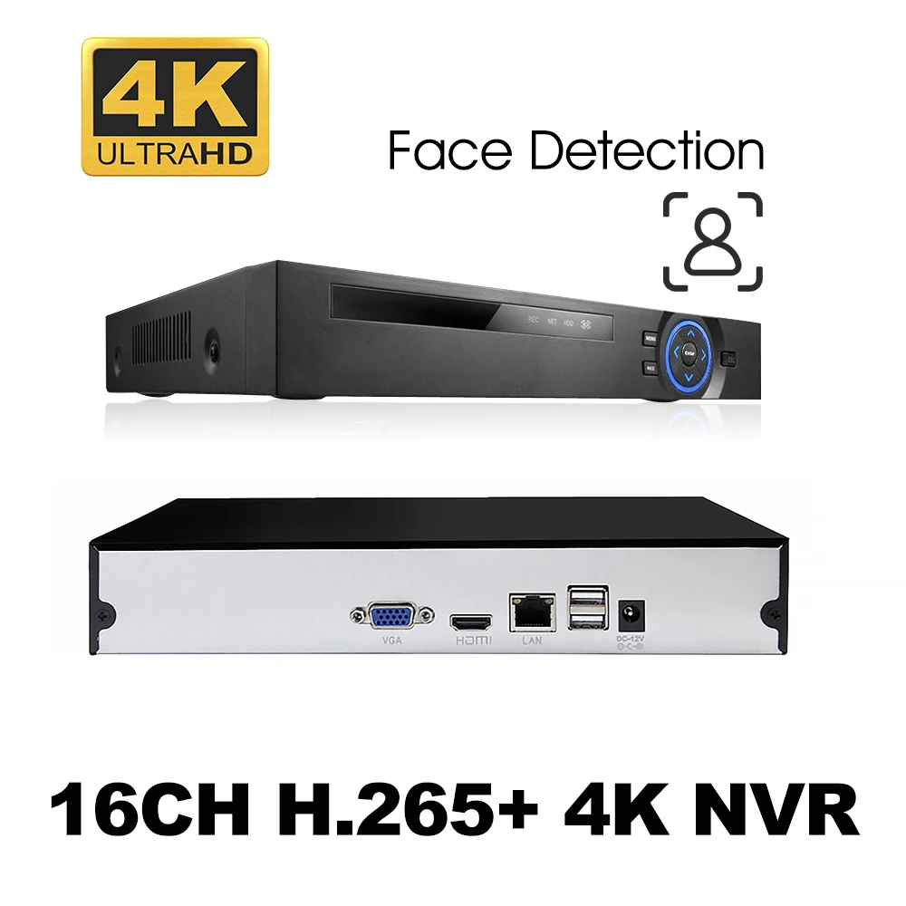 Сетевой видеорегистратор Autoeye H.265 HEVC 9 каналов 16 NVR для систем видеонаблюдения ONVIF