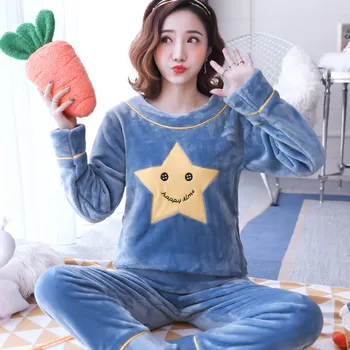Sleepwear Winter Flannel Women 2PCS Pajamas Suit Casual Soft Bathrobe Sweet Cartoon Sleep Set Thick Coral Fleece Nightwear
Sleepwear Winter Flannel Women 2PCS Pajamas Suit Casual Soft Bathrobe Sweet Cartoon Sleep Set Thick Coral Fleece Nightwear