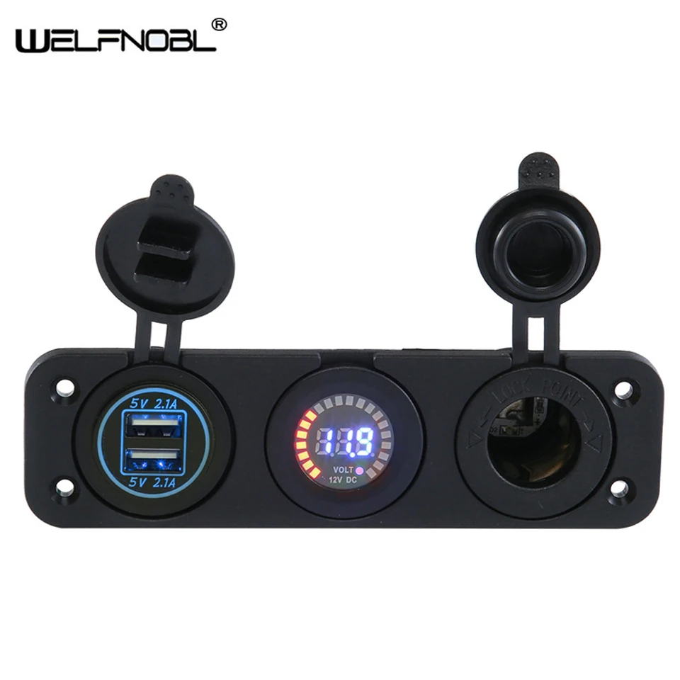 4.2A Dual Power Socket Lighter Socket Splitter Waterproof USB Charger with Voltmeter
4.2A Dual Power Socket Lighter Socket Splitter Waterproof USB Charger with Voltmeter
