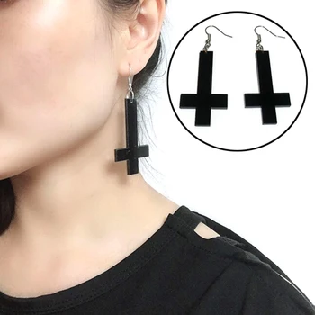1Pair Punk Gothic Black Acrylic Inverted Cross Drop Earring Bohemian Pendientes Exaggerated Pentagram Hip hop For Women Jewelry
1Pair Punk Gothic Black Acrylic Inverted Cross Drop Earring Bohemian Pendientes Exaggerated Pentagram Hip hop For Women Jewelry