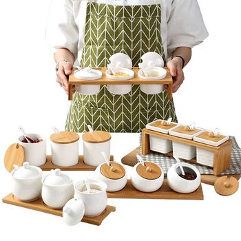 Seasoning pot three kitchen items Nordic ceramics condiment bottle salt sugar monosodium glutamate condiment box set for househo
Seasoning pot three kitchen items Nordic ceramics condiment bottle salt sugar monosodium glutamate condiment box set for househo