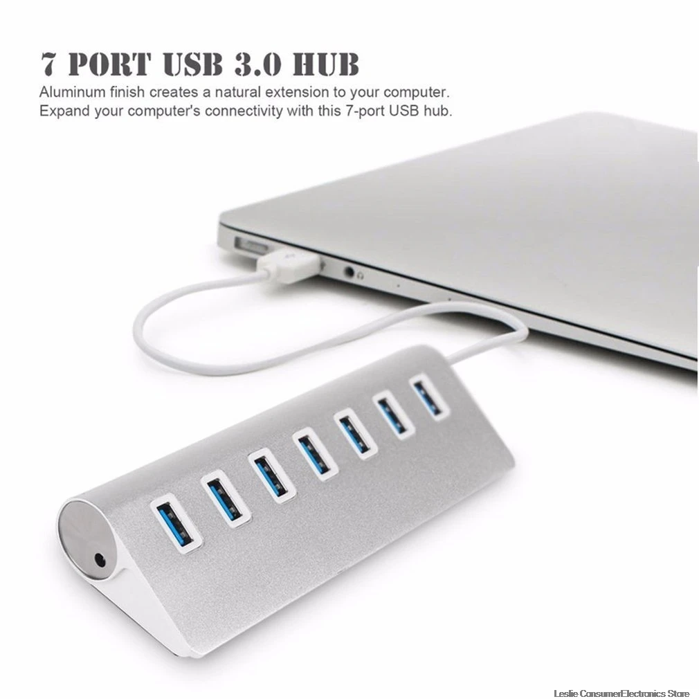 7 Port USB 3.0 Hub Portable Aluminum charging and Data Hub 3-Foot USB 3.0 Cable Portable Alumium Alloy Hub USB 3.0 Hub
7 Port USB 3.0 Hub Portable Aluminum charging and Data Hub 3-Foot USB 3.0 Cable Portable Alumium Alloy Hub USB 3.0 Hub