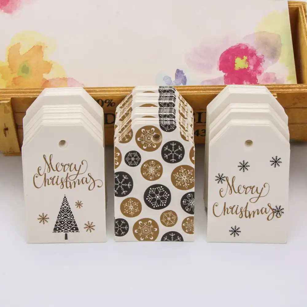 50pcs/pack diy kraft tags merry christmas labels hang tags gift