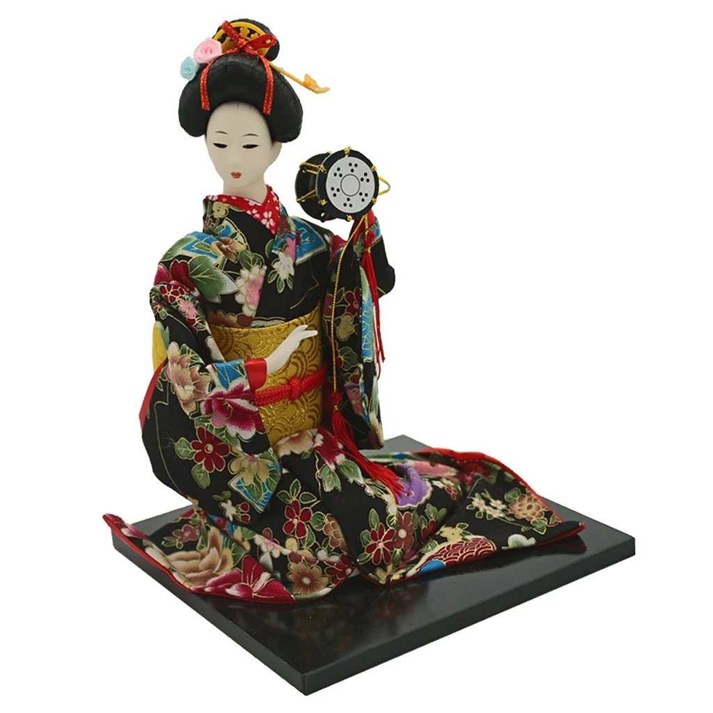 Фото 16inch Geisha Japanese Doll Sitting Folk Kimono Maiko Puppet Stand on Base for Home and Hotel Display Decor | Игрушки и хобби