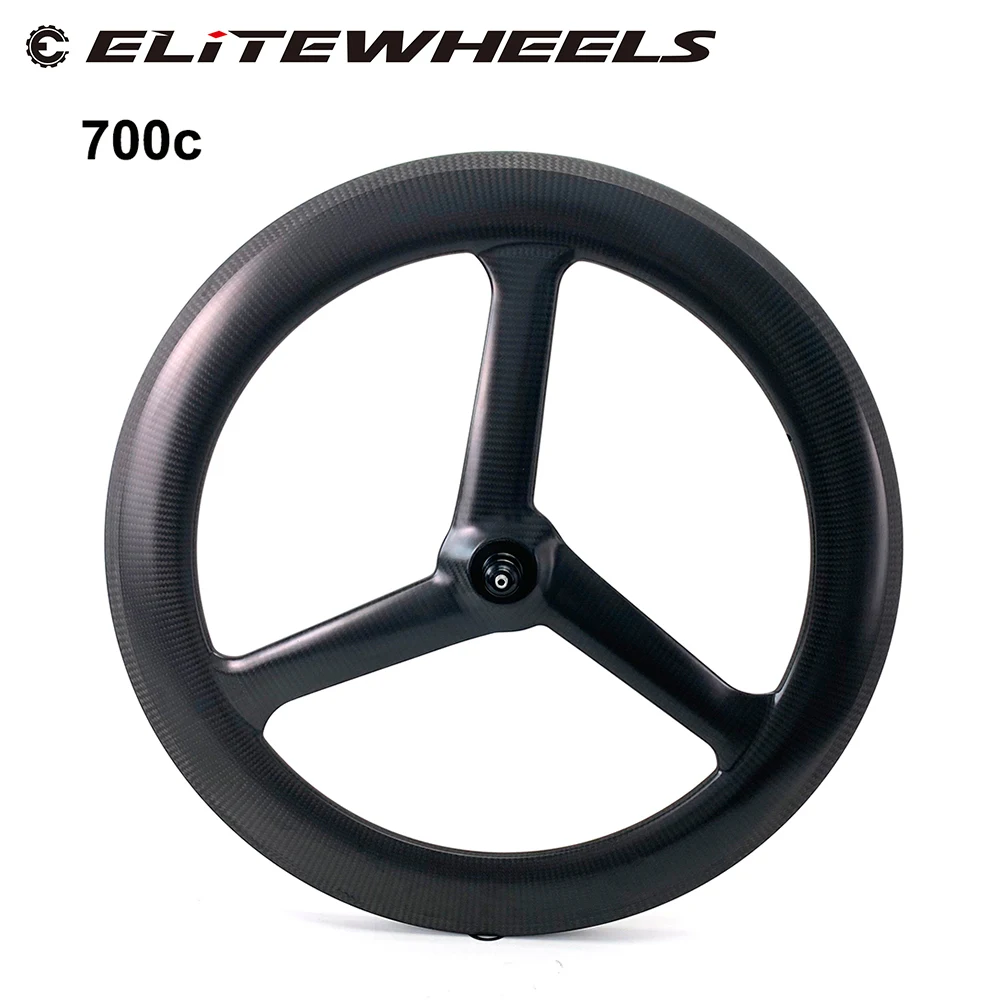 

ELITEWHEELS 700c Crabon Tri Spoke Wheelset Tubeless Tubular For Road V Or Disc Brake Track Triathlon Time Trial Carbon Wheels