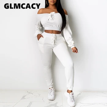 Women Casual Solid Two Piece Tracksuits Elegant Lace Up Crop Top and Pants Set
Women Casual Solid Two Piece Tracksuits Elegant Lace Up Crop Top and Pants Set
