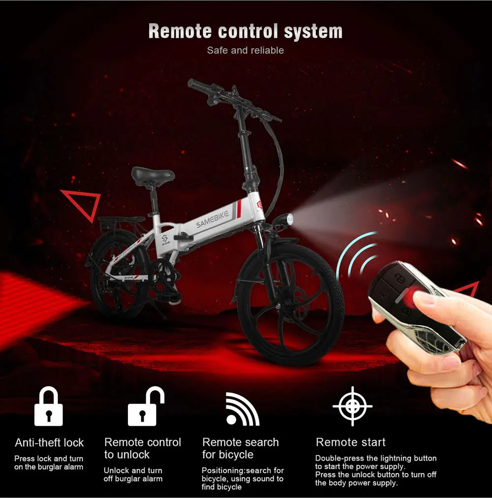 Best SAMEBIKE 20LVXD30 350W Motor 48V 8AH Battery Foldable Electric Bicycle Aluminum Alloy LCD Display Electric Bicycle 9