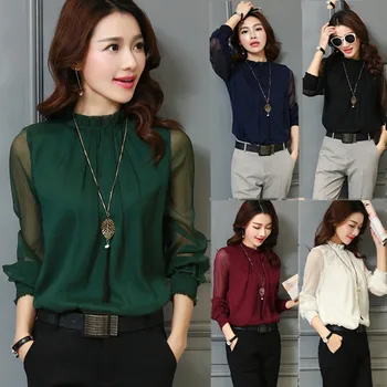 Chiffon Blouse Tops New Women Long Sleeve Stand Neck Work Wear Shirts Elegant Chiffon Casual Perspective Tops Lace Shirts#45
Chiffon Blouse Tops New Women Long Sleeve Stand Neck Work Wear Shirts Elegant Chiffon Casual Perspective Tops Lace Shirts#45