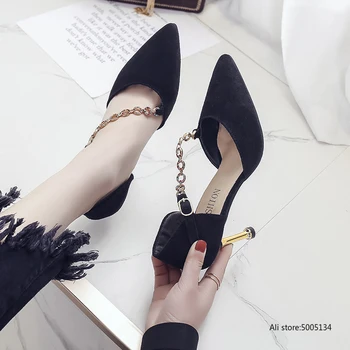 2019 New Sexy Pointed Toe ChainHigh Flock Heels Shoes Female Fashion Mature Night Club Buckle Strap Shoes Women Zapatos De Mujer
2019 New Sexy Pointed Toe ChainHigh Flock Heels Shoes Female Fashion Mature Night Club Buckle Strap Shoes Women Zapatos De Mujer