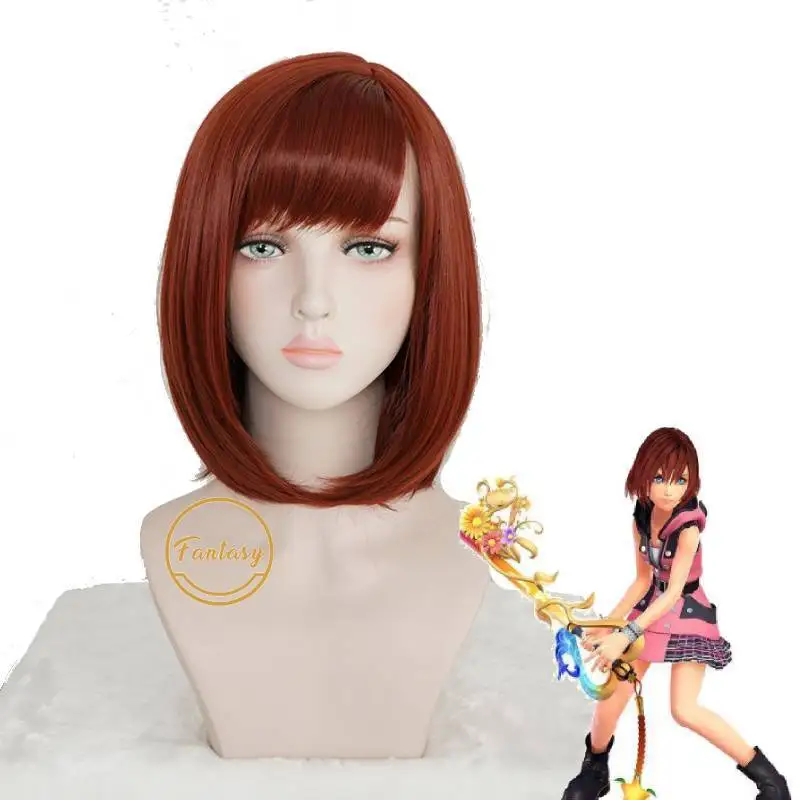 Kairi Auburn Kingdom Hearts короткие красно коричневые термостойкие синтетические волосы