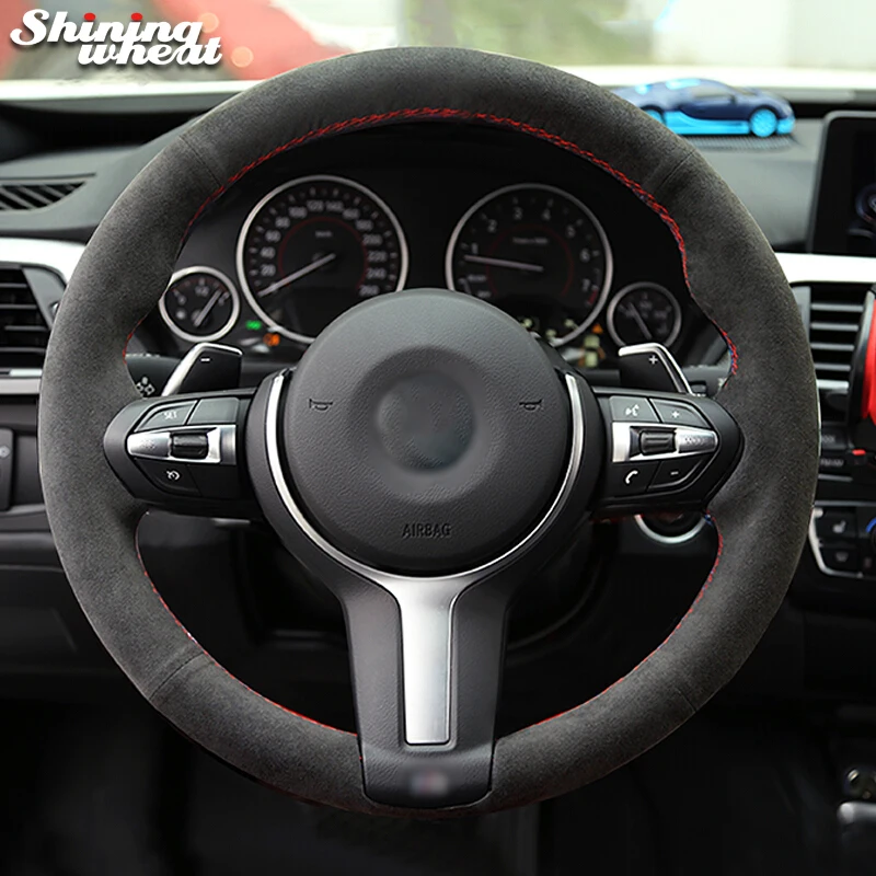 

Shining wheat Black Suede Steering Wheel Cover for BMW M Sport F30 F31 F34 F10 F11 F07 F22 F23 F45 F46 M235i M240i