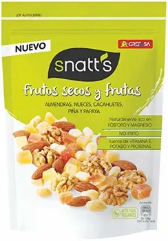 Grefusa - Snatt's | Cocktail de Frutos Secos y Frutas Deshidratadas y Azucaradas - 120 gr
Grefusa - Snatt's | Cocktail de Frutos Secos y Frutas Deshidratadas y Azucaradas - 120 gr