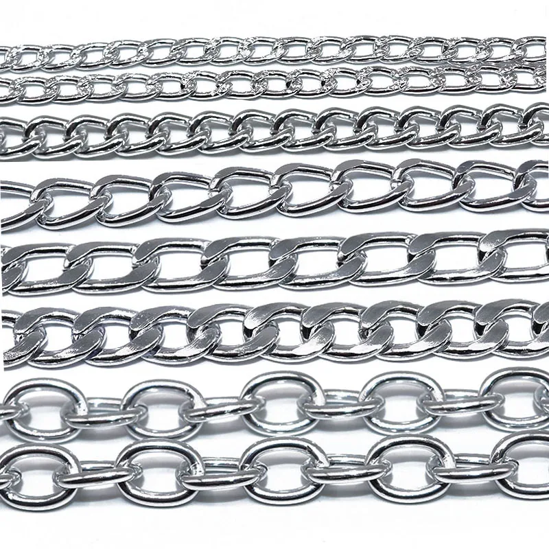 1 2 м однотонное серебристое ожерелье круглые алюминиевые цепочки мужской чокер