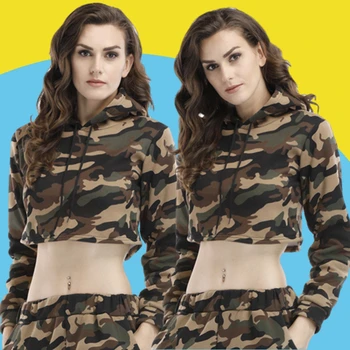 Amazon's speed to sell through Europe and the United States model of camouflage hooded fleece female qiu dong add wool loose wit