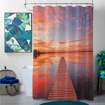 Shower Curtains Anti Mold and meldew Lake House,Long View of The Timber Deck Pier Over Lake with Idyllic Sky at The Dawn, Orange
Shower Curtains Anti Mold and meldew Lake House,Long View of The Timber Deck Pier Over Lake with Idyllic Sky at The Dawn, Orange