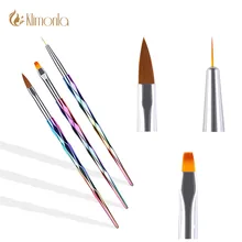 3 pçs/set Linha Da Arte do Prego Da Pintura Da Escova de Cristal da arte Do Prego Acrílico Francês Manicure UV Gel Brush Set Pintura Desenho Brushes Canetas(China)