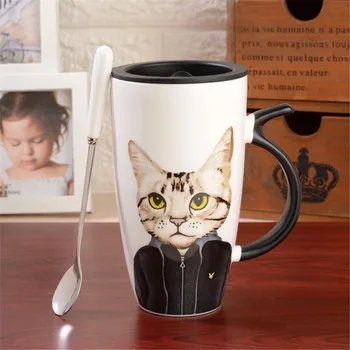 Cartoon Cat Ceramic Coffee Mug with Lid Spoon Coffee Tea Milk Water Drinking Cup Drinkware for Home Office 450ml 
Cartoon Cat Ceramic Coffee Mug with Lid Spoon Coffee Tea Milk Water Drinking Cup Drinkware for Home Office 450ml