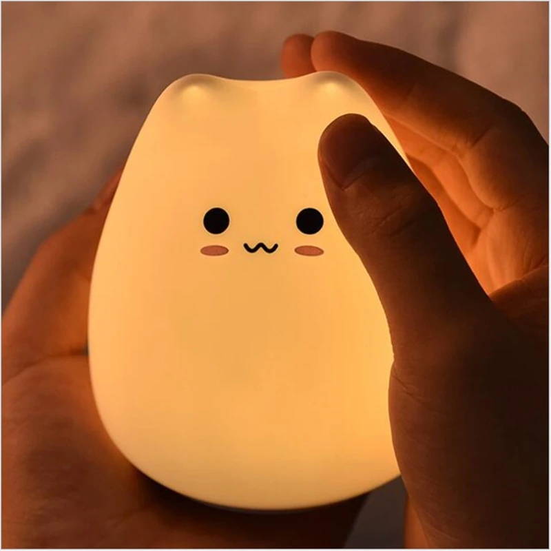 Cartoon Decompression Cute Cat Silicone Lamp New Battery Style Colorful Led Color Changing Patting Small Night Touch Contro
Cartoon Decompression Cute Cat Silicone Lamp New Battery Style Colorful Led Color Changing Patting Small Night Touch Contro