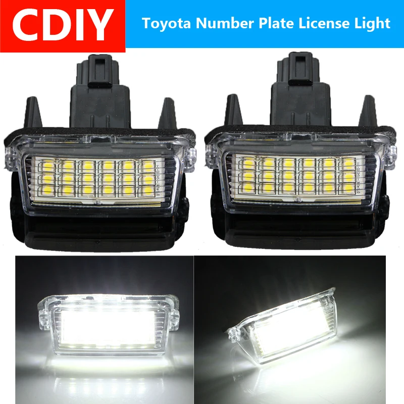 

2X Error Free 18 LED Car Number License Plate Light for Toyota Yaris Vitz Camry Hybrid Corolla Avensis SAI Noah Prius C Verso S