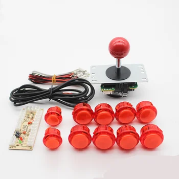 PC용 아케이드 게임 DIY 부품 키트, 마메 라즈베리 파이 레트로 파이, 5 핀, 8 방향 복사, SANWA 조이스틱, 투명 LED 없음, 30mm, 24mm 버튼