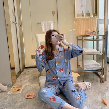 Women Pajamas Set Long Sleeve Girl Home Wear Serve Lovely Sleepwear Set Cotton New 2020 Spring Girls Pijamas Mujer Comfortable
Women Pajamas Set Long Sleeve Girl Home Wear Serve Lovely Sleepwear Set Cotton New 2020 Spring Girls Pijamas Mujer Comfortable