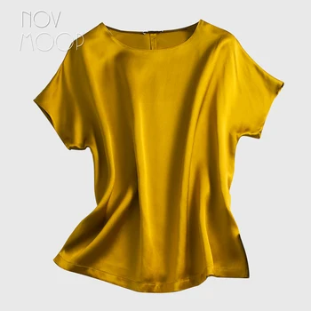 Novmoop elegant style women summer yellow black wine red white wine red short sleeve natural silk shirt chemise en soie LT3117 
Novmoop elegant style women summer yellow black wine red white wine red short sleeve natural silk shirt chemise en soie LT3117