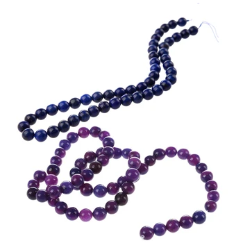 

1Pcs Lapis Lazuli 8Mm Round Gem Royal Blue Beads Strand 15 inch & 1Pcs Sugilite Gemstone Round Beads 6Mm Purple