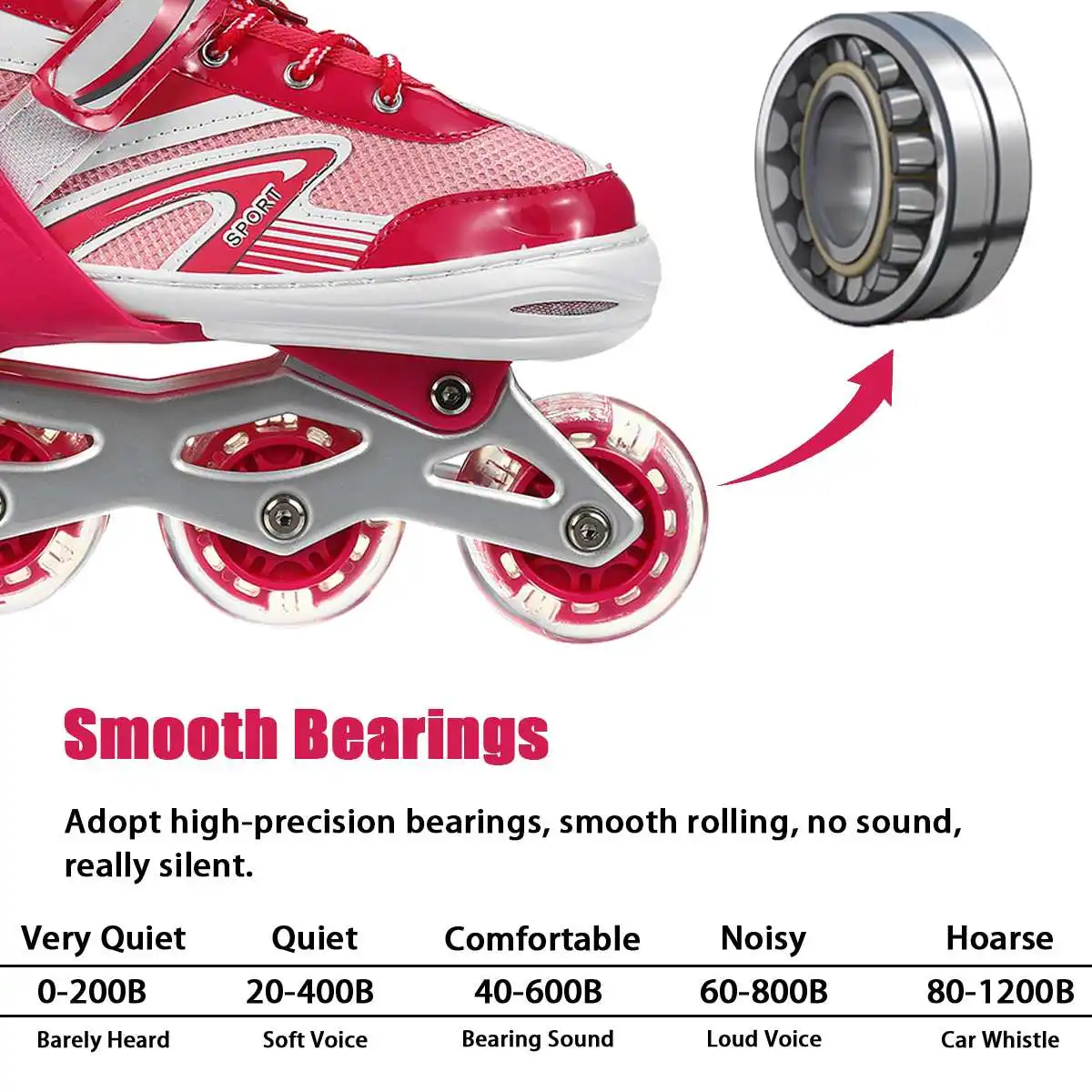 Generic Adjustable Size Children Roller Skates 4 Wheels Flashing Roller