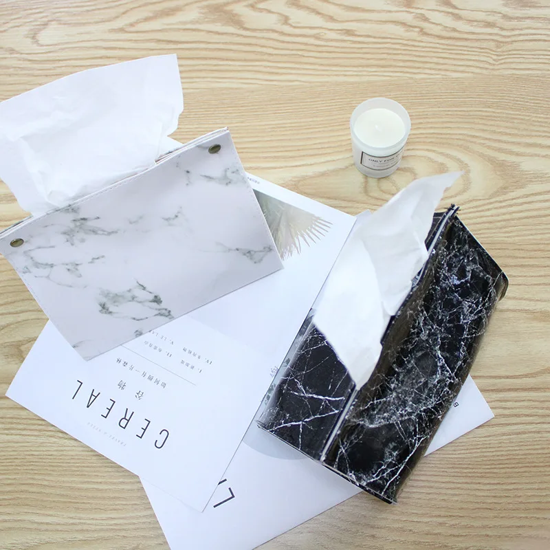 Фото Шикарный чехол для салфеток контейнер из искусственной кожи с мраморным узором