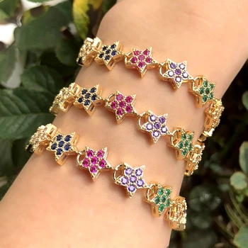 Multicolor Stars Bracelet For Women Full Pave Colorful Cubic Zircon Boho Adjustable Gold Color Chain Bracelets Bangles Jewelry
Multicolor Stars Bracelet For Women Full Pave Colorful Cubic Zircon Boho Adjustable Gold Color Chain Bracelets Bangles Jewelry