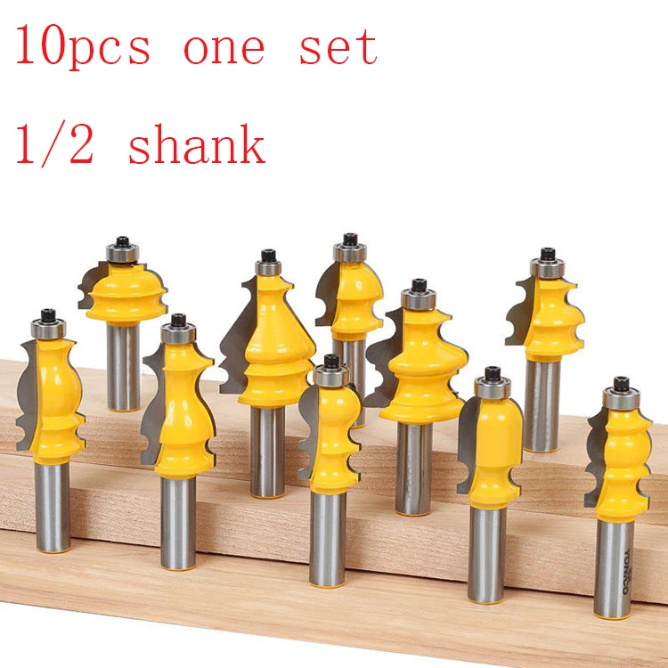 10pcs Architectural Molding Router Bit Set - 1/2" Shank Line knife Woodworking cutter Tenon Cutter for Woodworking Tools
10pcs Architectural Molding Router Bit Set - 1/2" Shank Line knife Woodworking cutter Tenon Cutter for Woodworking Tools
