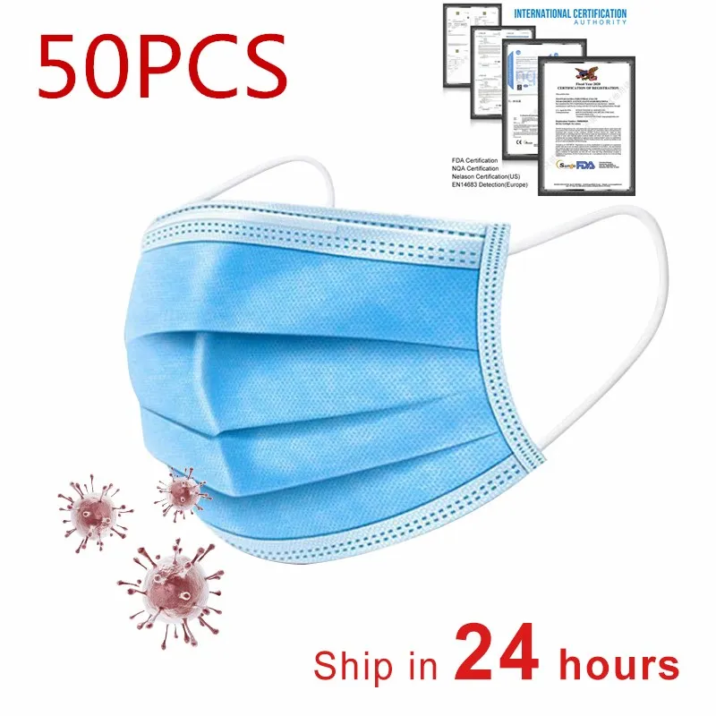50PCS High Quality Disposable Earloop Hygiene Face Mouth Masks No Woven Three Layer Protective Mask Flu Anti-Pollution Anti-Dust
50PCS High Quality Disposable Earloop Hygiene Face Mouth Masks No Woven Three Layer Protective Mask Flu Anti-Pollution Anti-Dust
