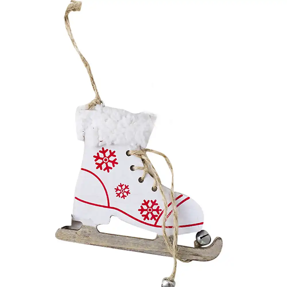 snowflake pattern wooden sleds boots christmas xmas tree stylish