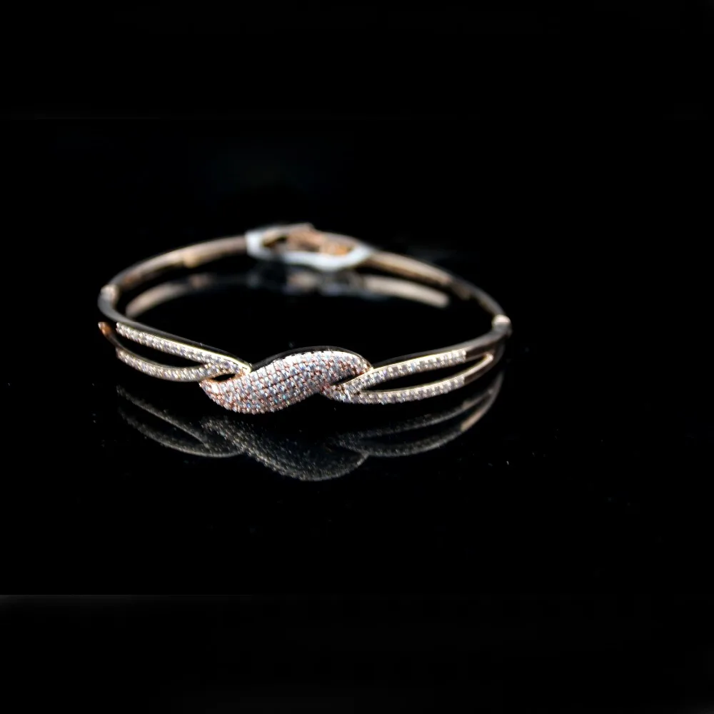

MADALENA SARARA AAA Zircon Inlaid Bangle Girl's Bracelet Zircon Knot Simple Style So Cute For Gift Gold Tone Copper Bracelet