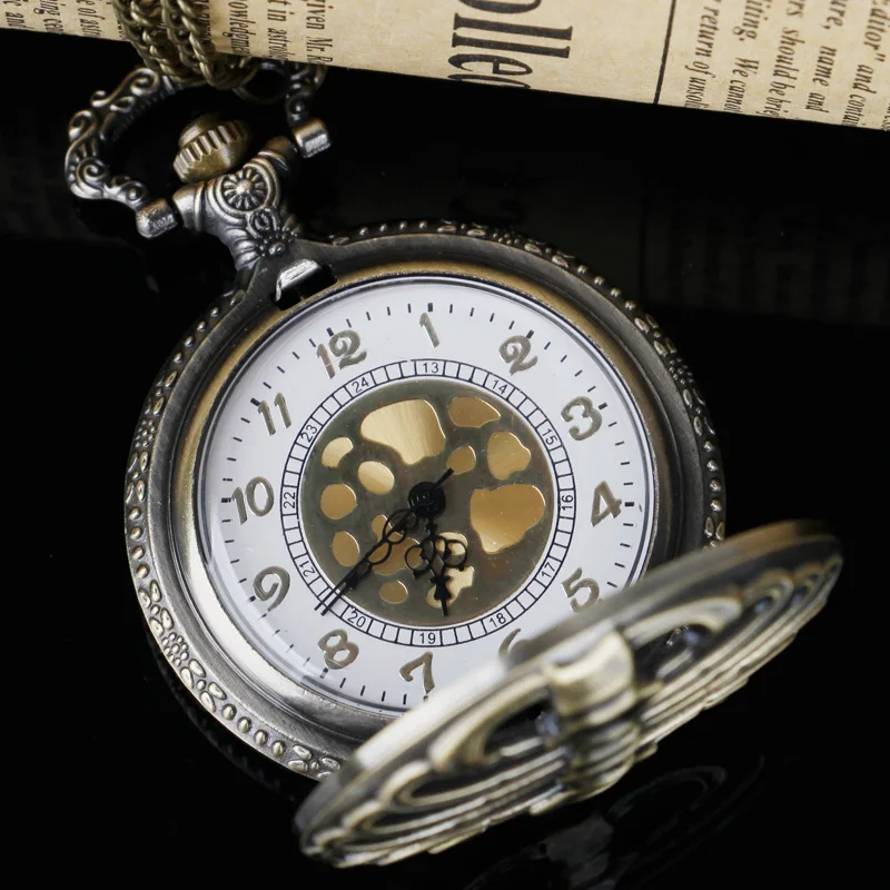 NEW Spine Ribs Hollow Skeleton Design Bronze Men's Pocket Watch Featured Dial with FOB Chain Quartz Pocket Watch CF1074
NEW Spine Ribs Hollow Skeleton Design Bronze Men's Pocket Watch Featured Dial with FOB Chain Quartz Pocket Watch CF1074