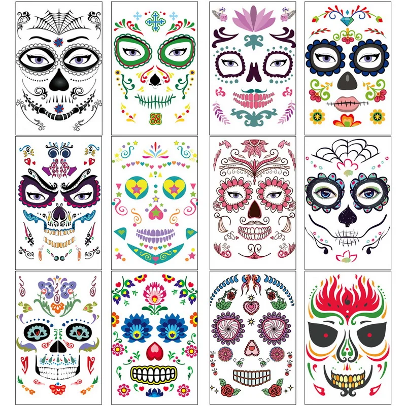 1Pcs Halloween Temporary Tattoo Stickers Lace Beauty The Dead Skull Face Eye Tattoo Decoration For MakeUp Party Waterproof
1Pcs Halloween Temporary Tattoo Stickers Lace Beauty The Dead Skull Face Eye Tattoo Decoration For MakeUp Party Waterproof