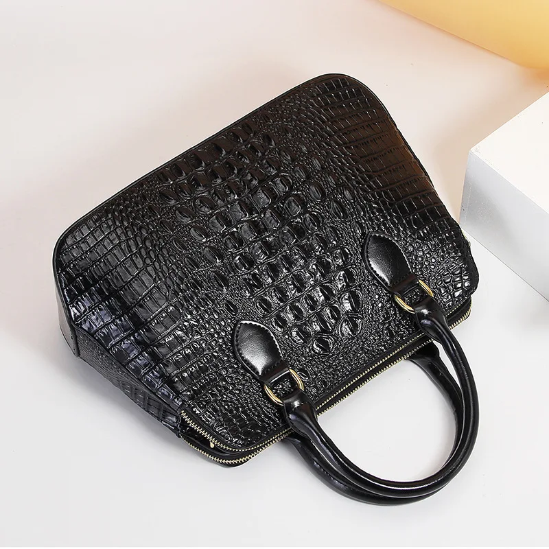 2019 New Style WOMEN'S Leather Bags Top Grade Crocodile Pattern Oil Wax Cowhide Shoulder Cross-body Women's Handbag