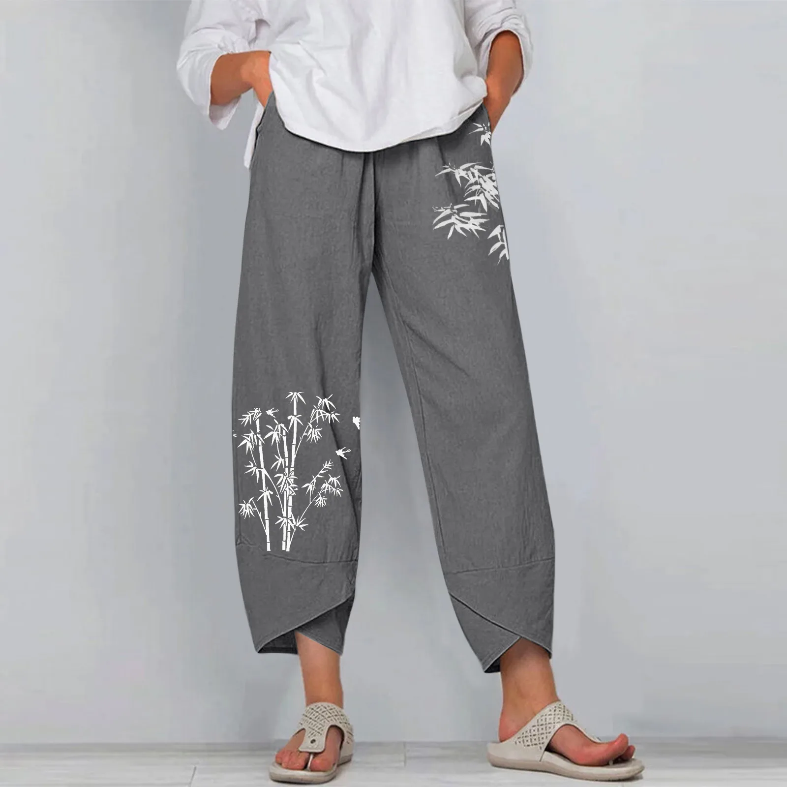 Vintage Harem Pants Plus Size Women Cotton Linen Loose Bamboo Butterfly Print Elastic Waist Casual Pants Summer Cropped Pants
Vintage Harem Pants Plus Size Women Cotton Linen Loose Bamboo Butterfly Print Elastic Waist Casual Pants Summer Cropped Pants