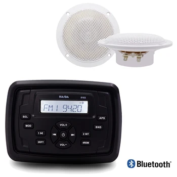 Marine Waterproof Square Stereo Radio Bluetooth Audio Sound System FM AM Receiver Car MP3 Player+1 Pair 4 inch Marine Speakers
Marine Waterproof Square Stereo Radio Bluetooth Audio Sound System FM AM Receiver Car MP3 Player+1 Pair 4 inch Marine Speakers